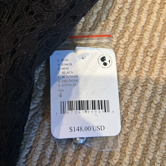 NWT FREE PEOPLE honey honey black lace long sleeve mini dress size 4 - Picture 7 of 16